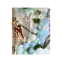 Krom Gümüş Pastel Beyaz Mint Yeşili Ve Mavi Balon Zinciri 100 Adet A