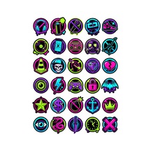 30 Adet Neon Graffiti Sokak Sanatı Sticker Seti - Laptop Telefon Kaykay İçin Çok Renkli