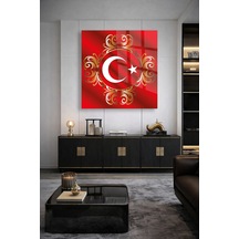 Türk Bayrağı Ay Yıldız Gold Osmanlı Cam Tablo Modern Sanat Tablosu Uv Baskılı Canlı Renkler Yatak Odası Ve Antre Anlamlı Hediye Seçeneği