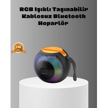 Hubrendy Tekno Taşınabilir Bluetooth Hoparlör Rgb Işıklı, Güçlü Bas Ve 8 Saat Pil Ömrü
