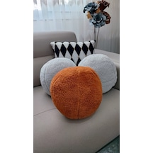 3'lü Top Kırlent / Yastık 2 Büyük Gri - 1 Büyük Kiremit 40cm /