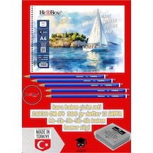 Kara Kalem Çizim Seti 20x30 Cm A4 300 Gr Defter 12 Sayfa Hb-2b-3b-5b-6b Kalem Hamur Silgi Herboy Çok Renkli