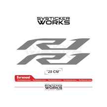 Yamaha R1 Uyumlu Yazı Sticker Yüksek Kalite Özel Kesim Folyo 2'li Set Gri