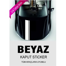 Universal Oto Kaput Şerit Sticker Beyaz 65 15 Cm