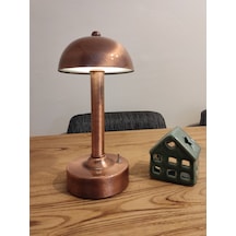 Mylights Pilli Led Abajur Gece Lambası Masa Üsüt Abajur Cafe Retorant Abajur Bakır Eskitme Kaplamalı