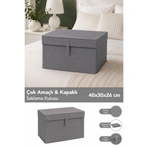 Mini Boy Hurç - Çok Amaçlı Organizer Kapaklı Saklama Kutusu 40x30x26cm Antrasit