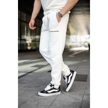 Madmext Ekru Şerit Detaylı Jogger Eşofman Altı E6581 Ekru