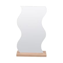 Asimetrik Dalgalı Tasarımlı Masaüstü Makyaj Aynası Parlak Gümüş Renk 21x21.5 Cm Çok Renkli