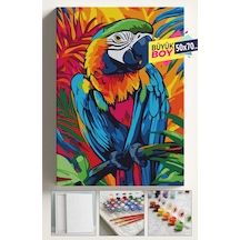 Sayılarla Boyama Seti Numaralı Tuval Fırça Boya Dahil Kasnaklı Set 50x70 Cm - Papağan