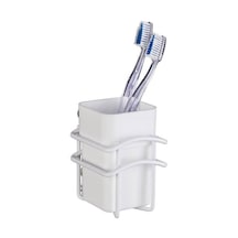 Saban Classic Plus Diş Fırçalık Beyaz Plastik Hazne , Paslanmaz Çelik Gövde 8 X 11 X 10 Cm Beyaz
