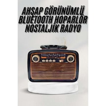 Nrzsnt Bluetooth Hoparlör Ahşap Renk Vintage Işıklı Nostaljik Radyo Fm Ahşap Görünümlü