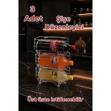 Porsima L-00608 Dolap İçi Şişe Organizeri Kat Kat İstiflenebilir Buzdolabi Düzenleyici Seti 3 Adet Şeffaf