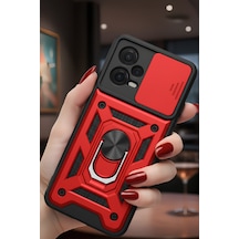 Poco X5 5g Kılıf Sürgülü Kamera Korumalı Yüzüklü Stand Olabilen Magnetic Tpu Tank Kapak