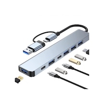 Alüminyum Usb Hub 7 in 1 Usb  / Type-C To Usb A, Usb C, Usb 2.0
