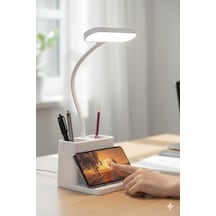 Usb Şarjlı Led Masa Lambası Kalemlikli Dokunmatik 3 Kademeli Işık Ayarı 360 Derece Dönebilen Göz Koruma Masa Lambası Ofis Çalışma Gece Lambası .