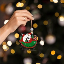 Yılbaşı Ahşap Çam Ağacı Süsü Noel Baba Model 3'lü