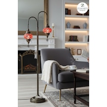 El Yapımı Otantik Mozaik Dekoratif Kollu Lambader 2 Li Bordo - 821456970 Diğer