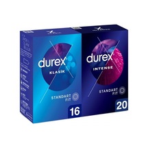 Durex Klasik Prezervatif 16'lı + Intense Prezervatif 20'li