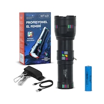 Watton Lazer Etkili Profesyonel El Feneri Watton Wt-631- 30,000 Lümen Siyah