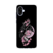 Samsung Galaxy A07 Uyumlu Pembe Siyah Yılan Baskılı Silikon Kılıf Renkli