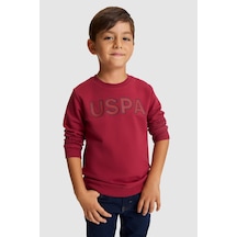 U.S. Polo Assn. Erkek Çocuk Bordo Uspa Baskılı %100 Pamuk Sweatshirt 50329910-vr223 Vişne