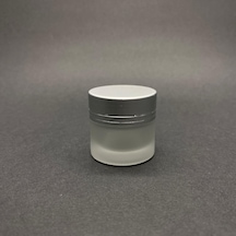 10 Cc Buzlu Cam Krem Kavanoz - Gümüş Kapaklı İç Contalı - 10ml B