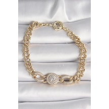 Muı Muı Pirinç Gold Renk Zirkon Taşlı Zincir Xuping Vıp Exclusive Seri Kadın Bileklik Çok Renkli