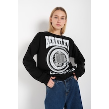 Modagen Kadın Siyah Berkeley Baskılı Bisiklet Yaka Oversize Sweatshirt Siyah Modagen Kadın Siyah Berkeley Baskılı Bisiklet Yaka Oversize Sweatshirt Siyah