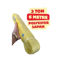 Klc 3 Ton 6 Metre Sarı Renk Sapan Polyester Spanzet Sağlam Yük Kaldırma Taşıma İndirme Halat 3t6m