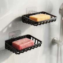 2&apos Li Set Yapışkanlı Banyo Sabunluk, Katı Sabun Tutacağı, Lavabo Mutfak Katı Sabunluk Süngerlik Siyah Siyah 000 Açık Krem