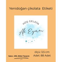 Yenidoğan Çikolata Etiketi 3,5x3,5 Cm 88 Adet -arl Etiket Tasarım Beyaz