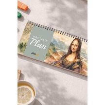 Tarihsiz Spiralli Haftalık Masaüstü Planlayıcı - Mona Lisa - 10x30 Cm Plango Turkuaz