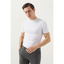 Twn Slim Fit Beyaz Düz Örgü T-Shirt 0Ef069421003M