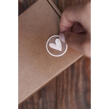 Rufus Concept Kalp Beyaz Dairesel Etiket 100 Adet Şeffaf
