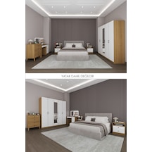 Yatak Odası Takımı 5 Parça %100 Mdf Gardırop Şifonyer Makyaj Masası Komodin Ytk02 Beyaz - Karına