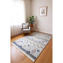 Blghome Dokuma Tabanlı Dijital Baskı Halı Blg3819 Ekru - Gri
