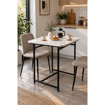 Sulorahome Beyaz Suntalam Mutfak Masası Metal Ayaklı 72x52 Cm