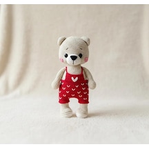 Amigurumi Kalpli Kırmızı Ayı