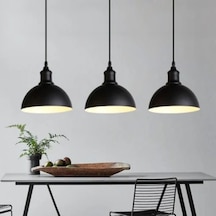 Riolight Rustik,vintage 3xe27 Duylu Sıralı Masa Üstü Siyah Metal Sarkıt Avize Taban Çapı:60cm Siyah