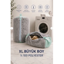 Ayakkabı Yıkama Çantası Özel Koruyucu Kumaş, Fermuarlı, Tekrar Kullanılabilir Büyük Boy Torba File Xl 40 X 20 Cm Çamaşır Filesi Gri