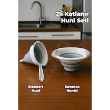 2'li Katlanır Huni Seti - Akordiyon Saplı Huni Ve Kavanoz Hunisi - Katlanabilir Yer Kaplamaz
