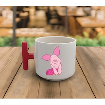 Latte & Espresso El Yapımı Piglet Baskılı T Kulp Kupa 200 Ml Beyaz