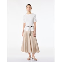 Koton Slim Fit Kısa Kollu Bisiklet Yaka Peplum Tişört Ekru 6sak50311ek Ekru