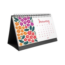 Çiçek Galerisi 2026 Masa Takvimi, Rengarenk Çiçekli Takvim, 2026 Desk Calendar, Flowers Calendar 202 Kahverengi