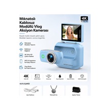 Lk-018 Vlog Kamera 48mp Aksiyon Kamerası Katlanabilir Ekranlı 4k Full Hd Dijital Kamera Video Ve Mini Fotograf Makinesi Wifi Ve Manyetik Klipsli