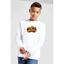 Tshirthane Tap Archer Baskılı Unisex Çocuk Beyaz Sweatshirt Beyaz