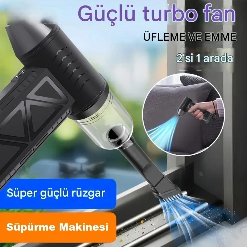 Bnl Ticaret Mini Turbo Jet Fan 110.000 Rpm 200w Şarjlı Kablosuz El Tipi Güçlü Hava Üfleyici Ve Toz Alma Cihazı