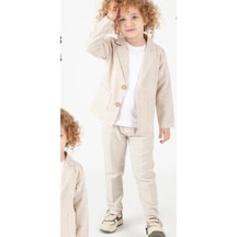 Baby Kids Colors Erkek Çocuk Keten Ceketli Spor Takım Elbise/ Gösteri /özel Gün/mezuniyet Spor Takım Elbise Bej