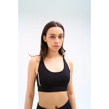 Normal People Vera - Biyeli Spor Bra Peach Skin Kumaş Siyah