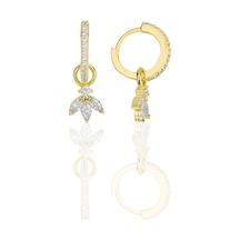 Söğütlü Silver Gümüş Altın Yaldızlı Zirkon Üç Taşlı Lotus Çiçeği Küpe Barcode Gold - Rose Gold - Rodyum